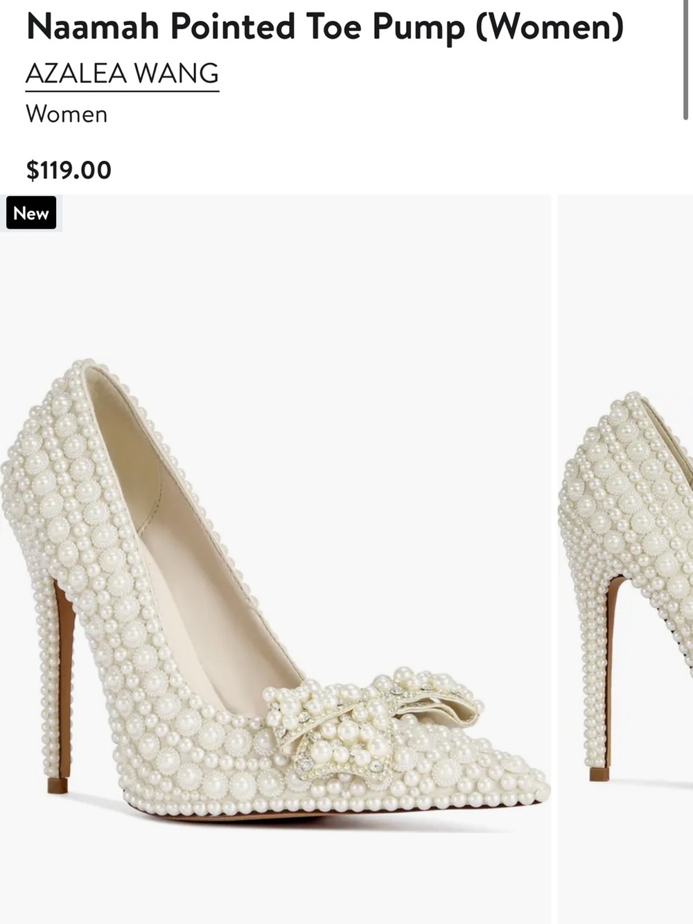 Azalea Wang Naamah Pearl-Embellished Pointed Toe Pump - White
